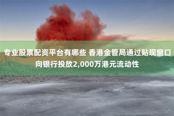 专业股票配资平台有哪些 香港金管局通过贴现窗口向银行投放2,000万港元流动性