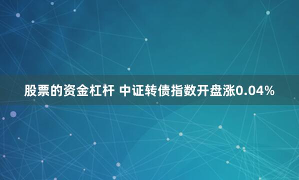 股票的资金杠杆 中证转债指数开盘涨0.04%