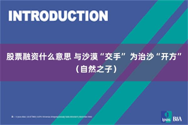 股票融资什么意思 与沙漠“交手” 为治沙“开方”（自然之子）