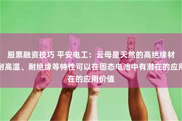 股票融资技巧 平安电工：云母是天然的高绝缘材料，耐高温、耐绝缘等特性可以在固态电池中有潜在的应用价值